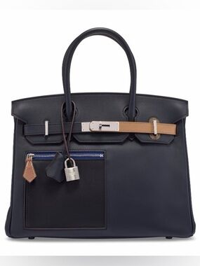 Limited Edition H Birkin Colormatic 30 bag Bleu Marine Black Chai Etoupe Swift